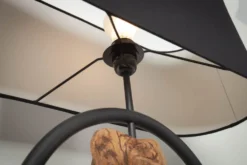 Design Stehlampe ELEMENTS 147cm schwarz Baumwollschirm Fuß mit Massivholz