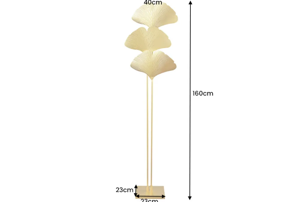 Design Stehlampe GINKGO 160cm gold Metall