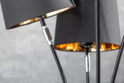 Design Stehlampe LEVELS 176cm mit 5 Leinenschirmen schwarz gold Stehleuchte
