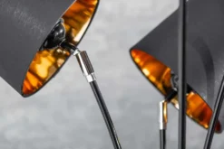 Design Stehlampe LEVELS 176cm mit 5 Leinenschirmen schwarz gold Stehleuchte