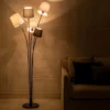 Design Stehlampe LEVELS 176cm schwarz grau mit 5 Leinenschirmen