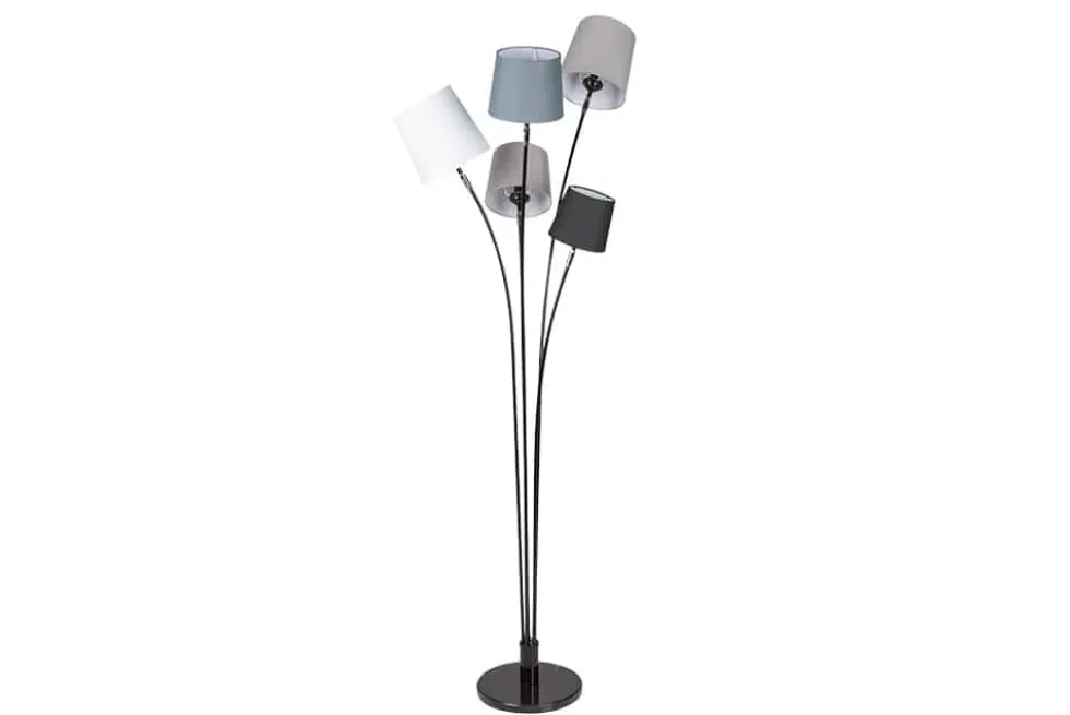 Design Stehlampe LEVELS 176cm schwarz grau mit 5 Leinenschirmen