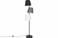 Design Stehlampe LEVELS 163cm schwarz grau mit 3 Leinenschirmen
