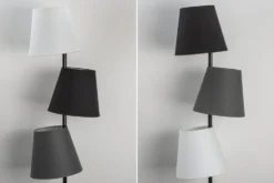Design Stehlampe LEVELS 163cm schwarz grau mit 3 Leinenschirmen