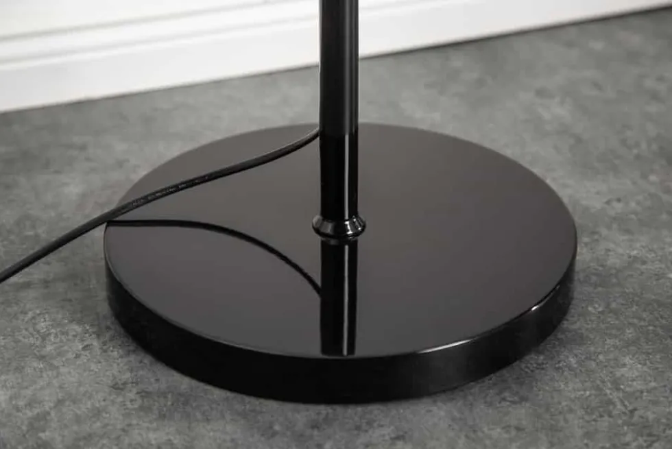 Design Stehlampe LEVELS 163cm schwarz grau mit 3 Leinenschirmen