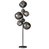 Design Stehlampe LIQUID DIAMOND 170cm smoke Glas Stahl sieben Schirme Kugelleuchte