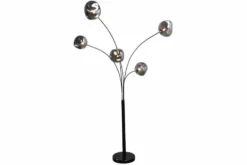 Design Stehlampe LIQUID DIAMOND 200cm schwarz smoke grau fünf Glasschirme mit Marmorfuß