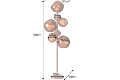 Design Stehlampe LIQUID DIAMOND 170cm kupfer Glas Stahl sieben Schirme Kugelleuchte