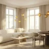 Design Stehlampe LIQUID DIAMOND 200cm gold fünf Glasschirme mit Marmorfuß