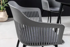 Design Stuhl AIRE grau Kunststoff Stahlgestell Indoor Outdoor inkl. Kissen