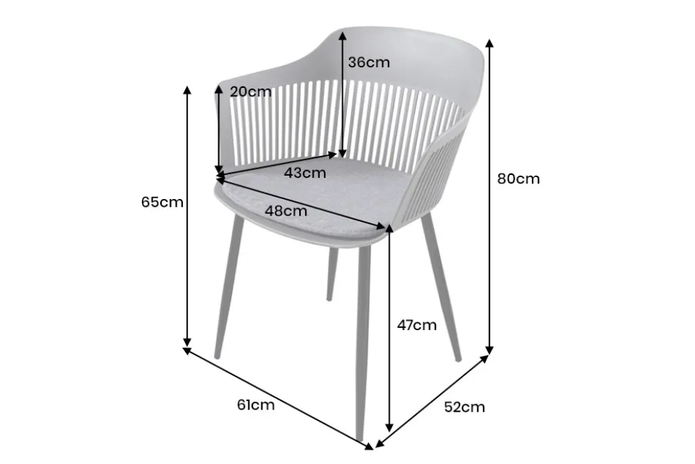 Design Stuhl AIRE grau Kunststoff Stahlgestell Indoor Outdoor inkl. Kissen