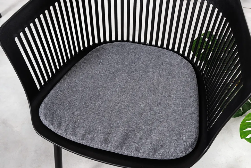 Design Stuhl AIRE schwarz Kunststoff Stahlgestell Indoor Outdoor inkl. Kissen
