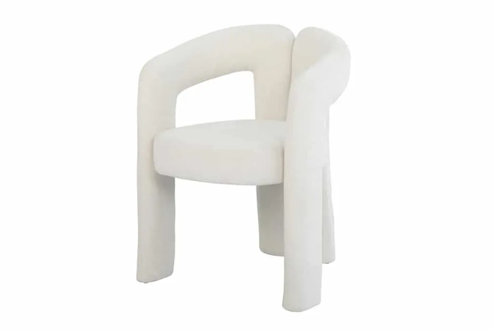 Design Stuhl ARCH creme weiß Chenille mit Armlehne Rundum-Bezug