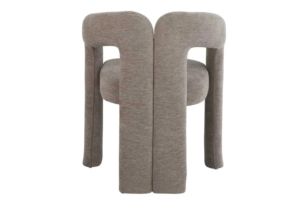 Design Stuhl ARCH greige Chenille mit Armlehne Rundum-Bezug