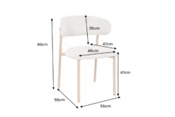 Design Stuhl BELFORT beige Strukturstoff Metallgestell Eiche