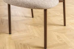 Design Stuhl BELFORT taupe beige Strukturstoff Metallgestell Walnuss
