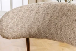 Design Stuhl BELFORT taupe beige Strukturstoff Metallgestell Walnuss