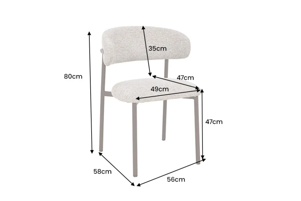 Design Stuhl BELFORT taupe beige Strukturstoff Metallgestell Walnuss