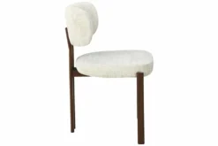 Design Stuhl BELLANO creme beige Chenille Cremona Metallgestell Walnuss