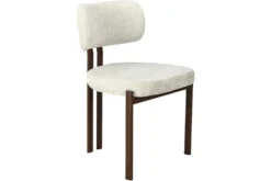 Design Stuhl BELLANO creme beige Chenille Cremona Metallgestell Walnuss