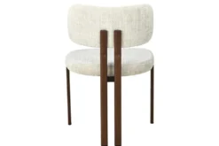 Design Stuhl BELLANO creme beige Chenille Cremona Metallgestell Walnuss