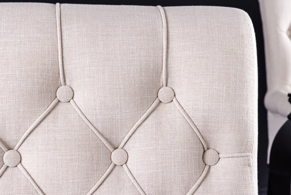 Design Stuhl CASTLE beige schwarz Strukturstoff Armlehnen Holzfüße