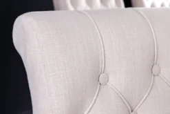 Design Stuhl CASTLE beige schwarz Strukturstoff Armlehnen Holzfüße