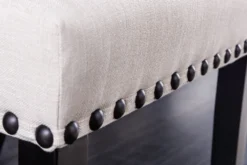 Design Stuhl CASTLE beige schwarz Strukturstoff Holzfüße Chesterfield