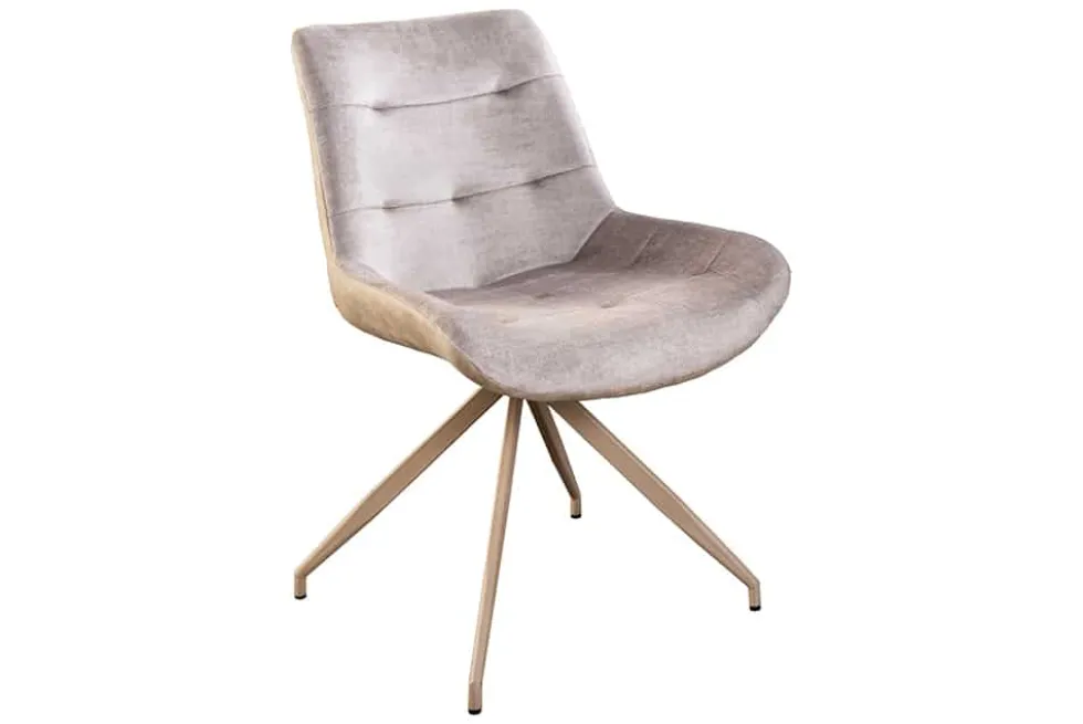 Design Stuhl DIVANI champagner beige Samt Metallgestell