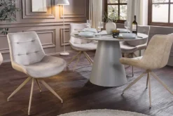 Design Stuhl DIVANI champagner beige Samt Metallgestell