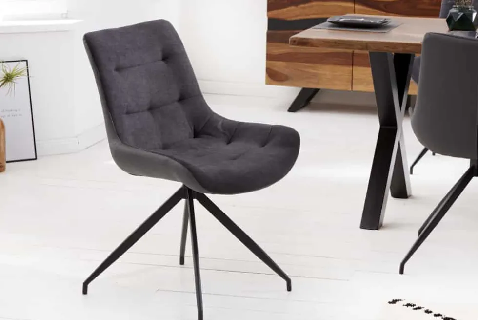 Design Stuhl DIVANI dunkelgrau Metallgestell schwarz im Retro Stil