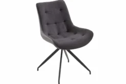 Design Stuhl DIVANI dunkelgrau Metallgestell schwarz im Retro Stil