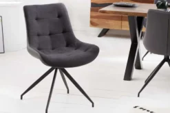 Design Stuhl DIVANI dunkelgrau Metallgestell schwarz im Retro Stil