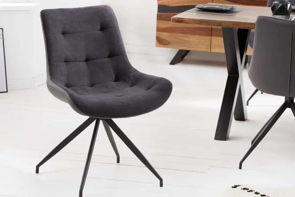Design Stuhl DIVANI dunkelgrau Metallgestell schwarz im Retro Stil