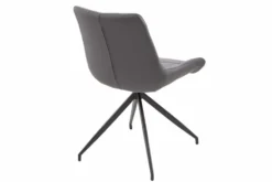 Design Stuhl DIVANI hellgrau Metallgestell schwarz im Retro Stil