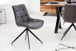 Design Stuhl DIVANI hellgrau Metallgestell schwarz im Retro Stil