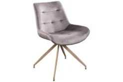 Design Stuhl DIVANI taupe Samt beiges Metallgestell