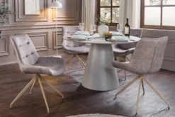Design Stuhl DIVANI taupe Samt beiges Metallgestell