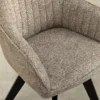 Design Stuhl LIVORNO taupe Strukturstoff schwarz Massivholz drehbar Auto-Return-Funktion