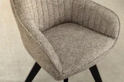 Design Stuhl LIVORNO taupe Strukturstoff schwarz Massivholz drehbar Auto-Return-Funktion