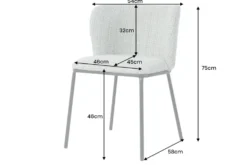Design Stuhl LYON blau kariert Bouclé schwarze Metallbeine