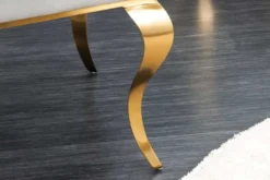 Design Stuhl MODERN BAROCK grau Samt goldene Stuhlbeine