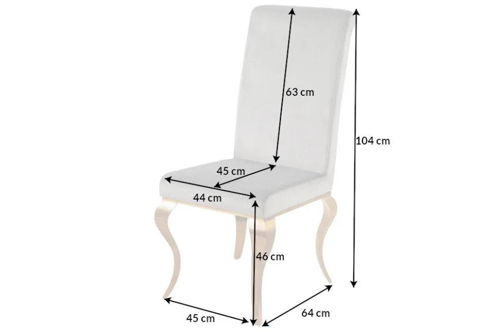 Design Stuhl MODERN BAROCK grau Samt goldene Stuhlbeine
