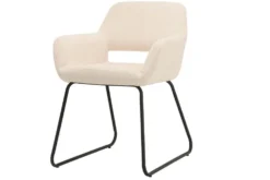 Design Stuhl MUSTANG beige Cord mit Armlehne schwarz Metallgestell