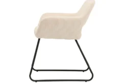 Design Stuhl MUSTANG beige Cord mit Armlehne schwarz Metallgestell