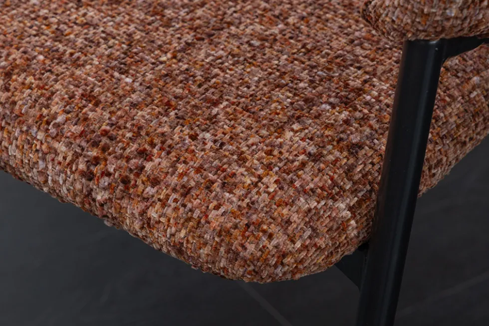 Design Stuhl NOBLESSE braun Chenille schwarzes Metallgestell