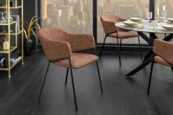 Design Stuhl NOBLESSE braun Chenille schwarzes Metallgestell
