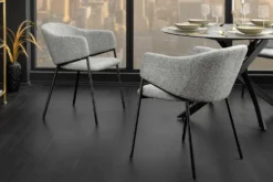 Design Stuhl NOBLESSE grau Chenille schwarzes Metallgestell
