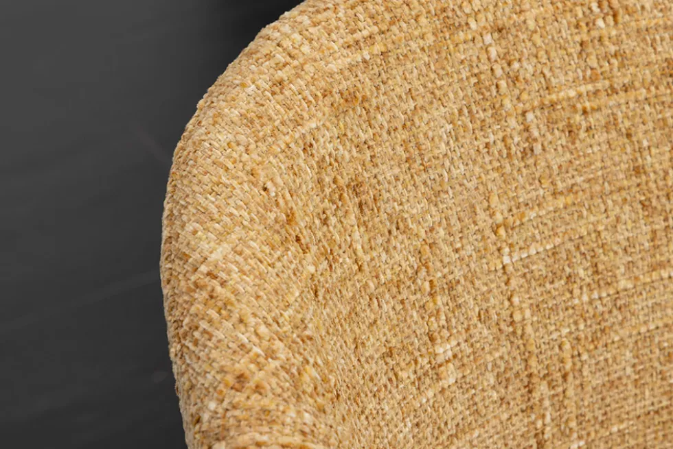 Design Stuhl NOBLESSE senfgelb Chenille schwarzes Metallgestell