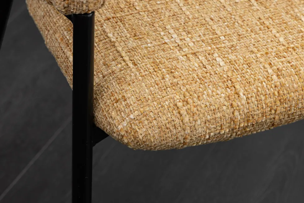 Design Stuhl NOBLESSE senfgelb Chenille schwarzes Metallgestell